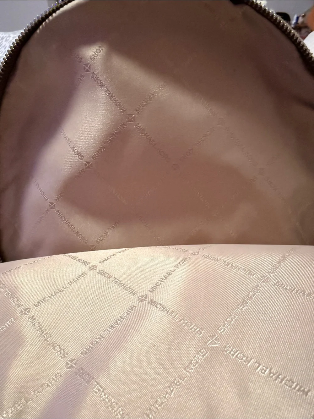 MICHAEL Michael Kors Taupe Suede Backpack with Cream Shearling Trim